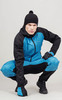 Премиальные брюки для лыж и зимнего бега Nordski Hybrid Warm Light Blue/Black мужские