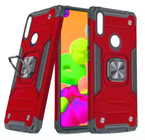 Противоударный чехол Strong Armour Case с кольцом для Honor 10 Lite / Huawei P Smart 2019 (Красный)