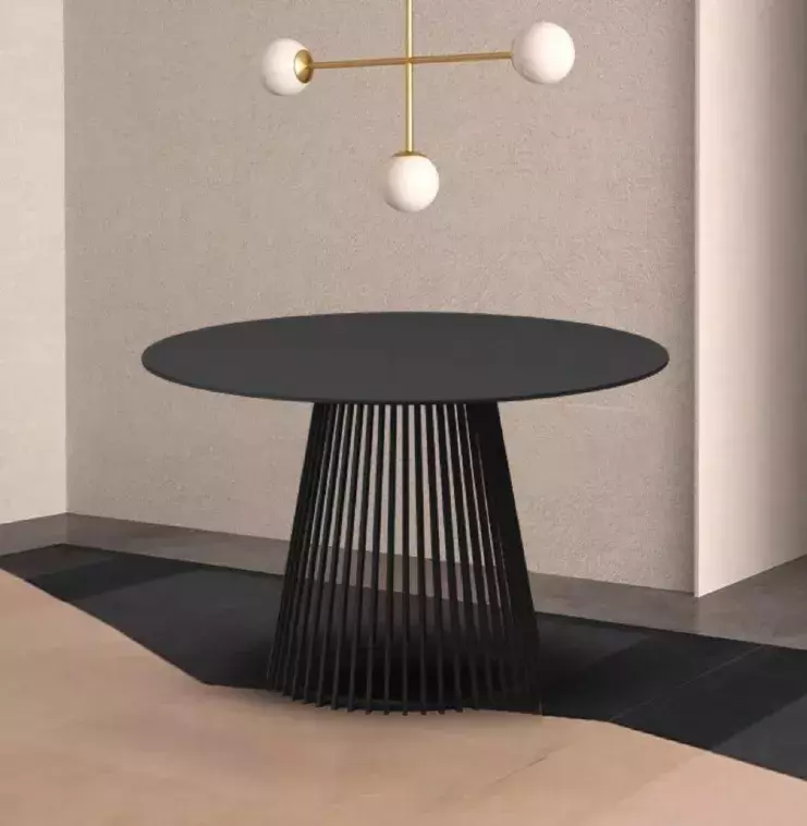 Стол TERNI 120 MATT BLACK MARBLE SOLID CERAMIC Черный мрамор матовый, керамика /Черн.каркас, DISAUR