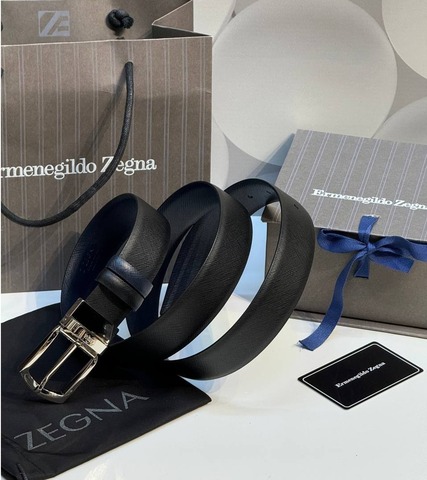 Двусторонний мужской ремень ZEGNA, 3,5 мм, чёрный