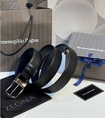 Двусторонний мужской ремень ZEGNA, 3,5 мм, чёрный