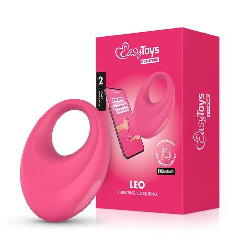 Розовое интерактивное эрекционное виброкольцо Leo - Easy toys EasyConnect EC003
