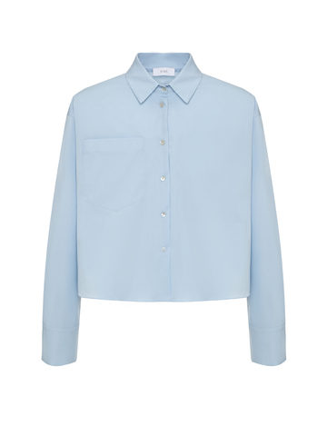 Рубашка укороченная из смесового хлопка голубой