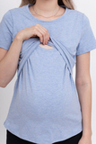 Футболка для беременных и кормящих 10590 голубой без принта