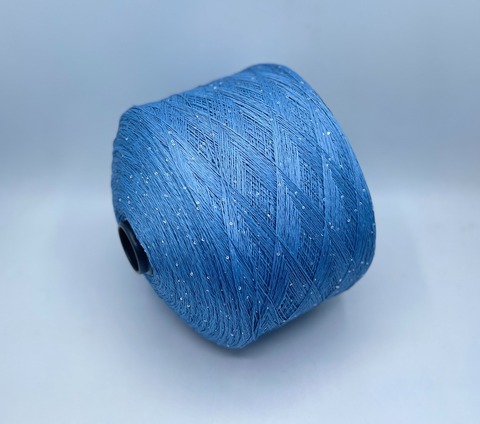 Бобинная пряжа (пр.Италия),Linette Pailletes, 450/100гр, 80% Лен, 20% Полиэстер(пайетка), цвет-Голубой меланж+пайетка. арт.36764