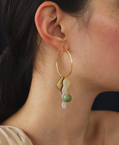 Серьги Collage Charm Hoops in Green