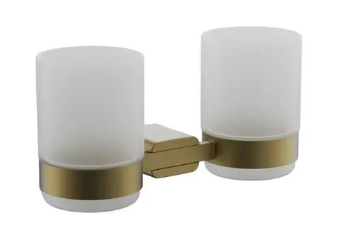 Стакан двойной стеклянный с держателем BELZ B90808, брашированное золото