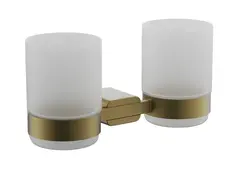 Стакан двойной стеклянный с держателем BELZ B90808, брашированное золото