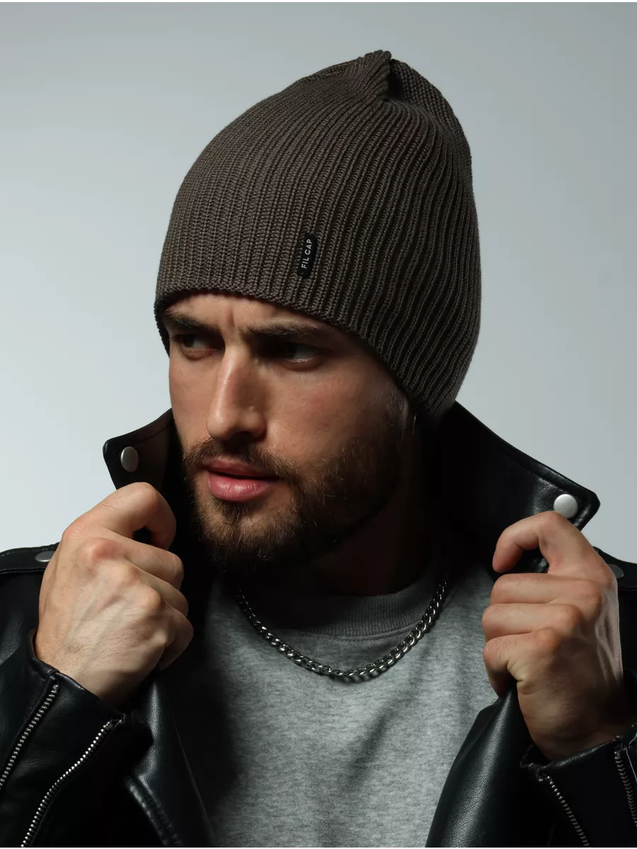 Шапка осенняя бини вязаная