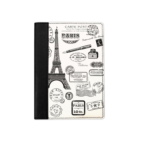 Ежедневник комбинированный с обработанными краями "Марки Франция" черный, белая вставка