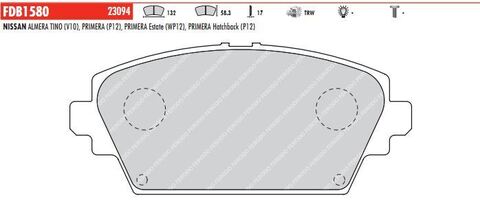 FDB1580 Тормозные колодки дисковые OE 'PREMIER'