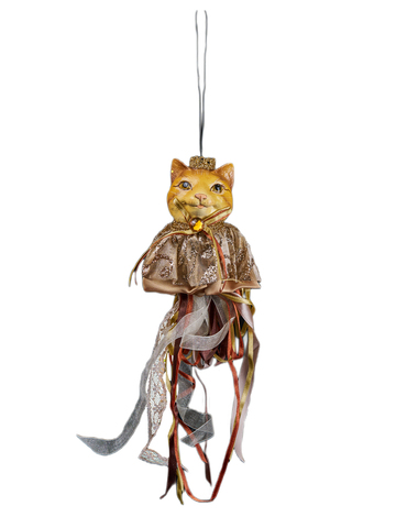 Елочная игрушка Принцесса-кошка 9х36см ChristmasDeLuxe светло-коричневая