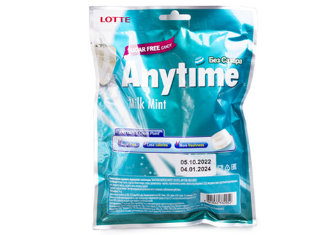 Леденцы Lotte со вкусом молока и мяты, 74г