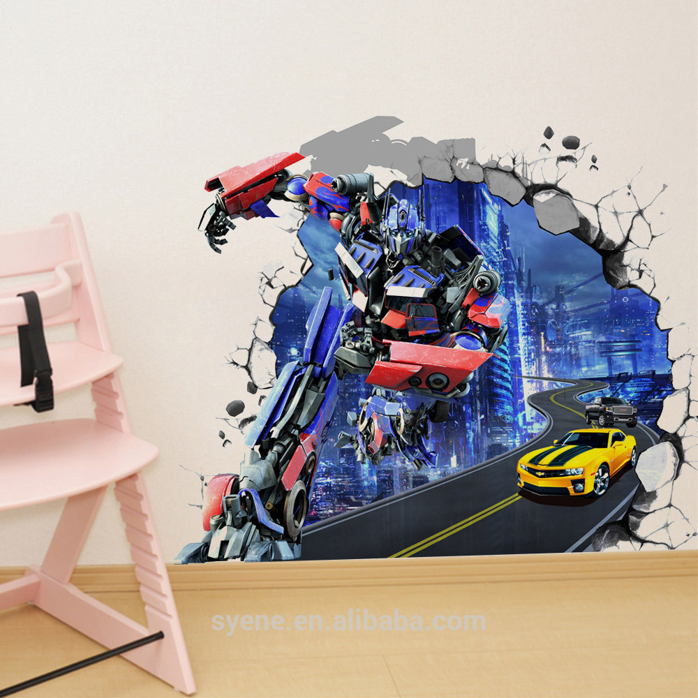 Трансформеры 3D Наклейка Оптимус Прайм и Бамблби — Transformers Optimus Prime & Bumblebee Wall Sticker 3D