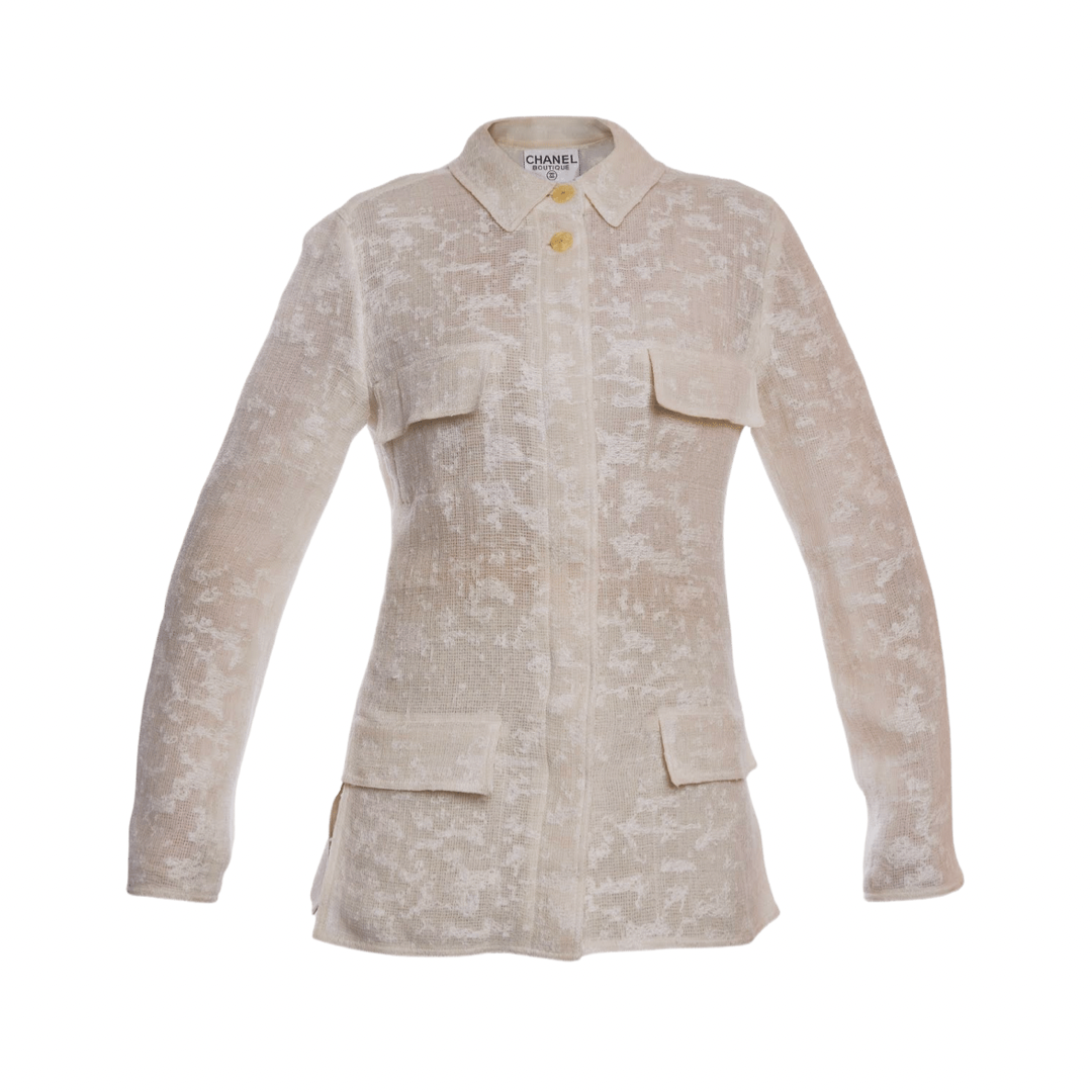 Белая блуза Chanel из шерсти с накладными карманами