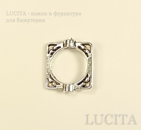 Рамка для бусины квадратная (цвет-  античное серебро) 16х14 мм ()