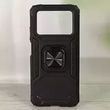 Противоударный чехол Strong Armour Case с кольцом для Poco M4 Pro (Черный)