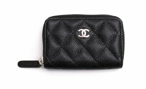 Кошелек для карт и монет для женщин Chanel на молнии черный