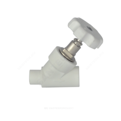 Клапан (вентиль) PP-R запорный белый Дн 20х45гр Ру25 внутр/наруж пайка RTP (РосТурПласт) 14187