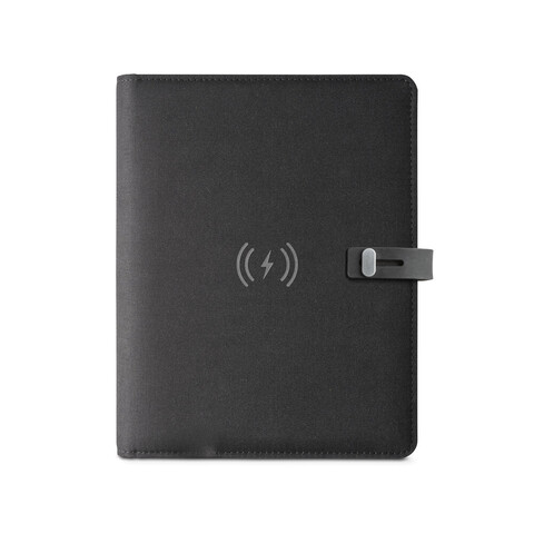 EMERGE A5 FOLDER. Папка А5 из 100% rPET 300D с беспроводным зарядным устройством