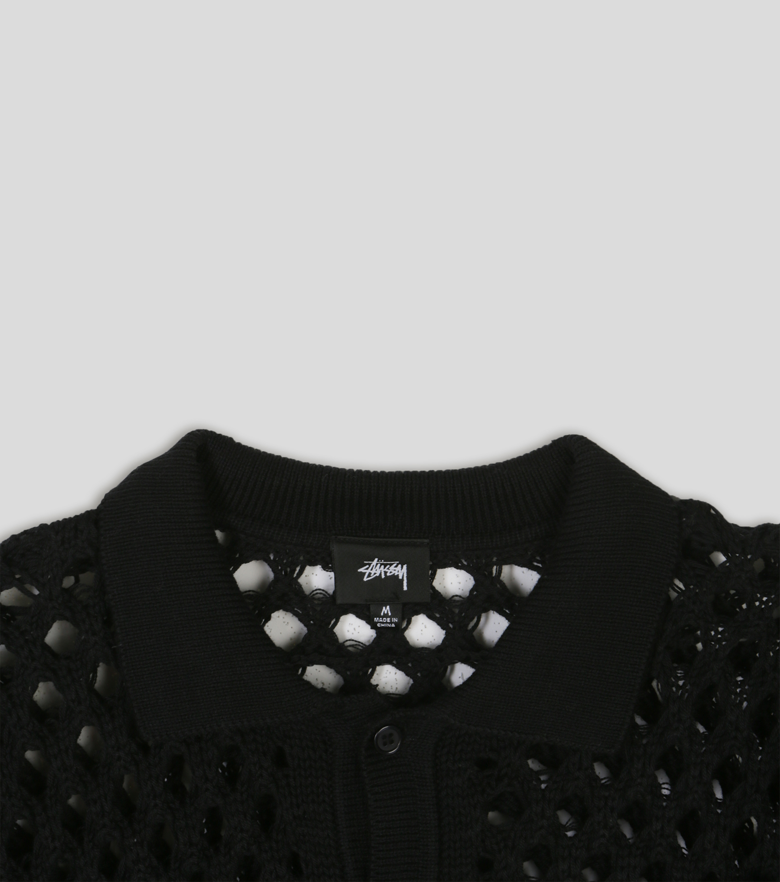 Stussy BIG MESH POLO SWEATER ブラック　XLサイズ Buy Stussy Big Mesh Polo Sweater 'Black' - 117178 BLAC | GOAT
