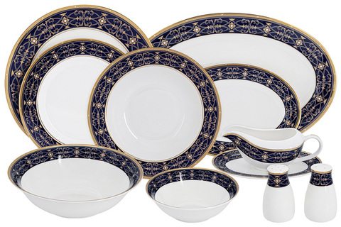 Обеденный сервиз 50 предметов на 12 персон Anna Lafarg Emily Офелия кобальт
