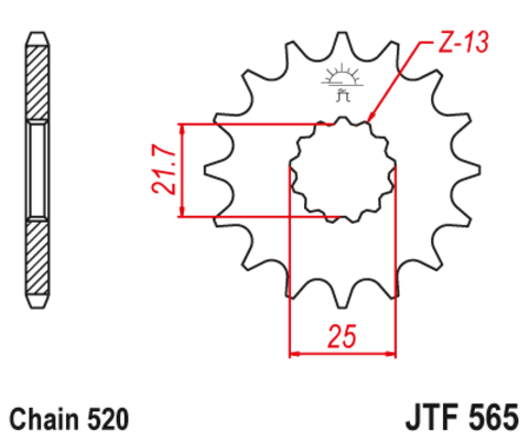 27500-13 звезда передняя (ведущая) стальная , 520, AFAM (JTF565.13)