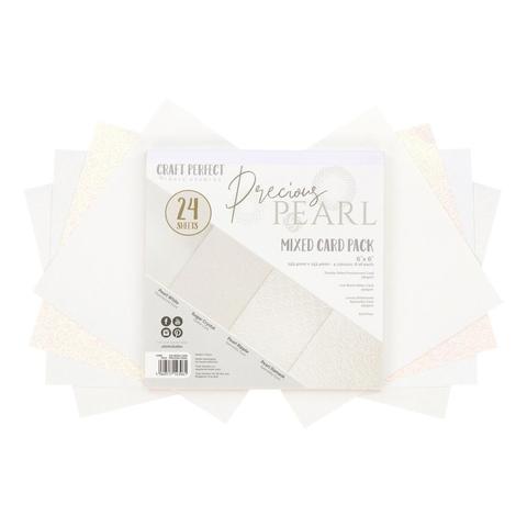 Набор односторонней бумаги c глиттером 15х15 см -Craft Perfect Mixed Card Pack- Precious Pearls-24 л