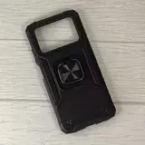 Противоударный чехол Strong Armour Case с кольцом для Poco M4 Pro (Черный)