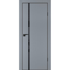 Межкомнатная дверь P-22 кромка ABS чёрная ПЭТ серый матовый со стеклом