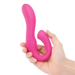 Розовый вибромассажер с клиторальным отростком Harmony Vibe - 16,8 см. - 