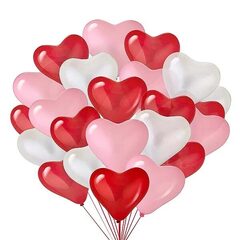 Композиция воздушных шаров "Сердца красные, розовые и белые" - 25 шт