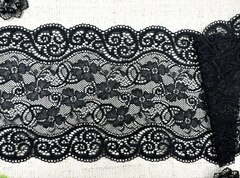 Кружево стрейч, ш. 17,5 см, чёрный