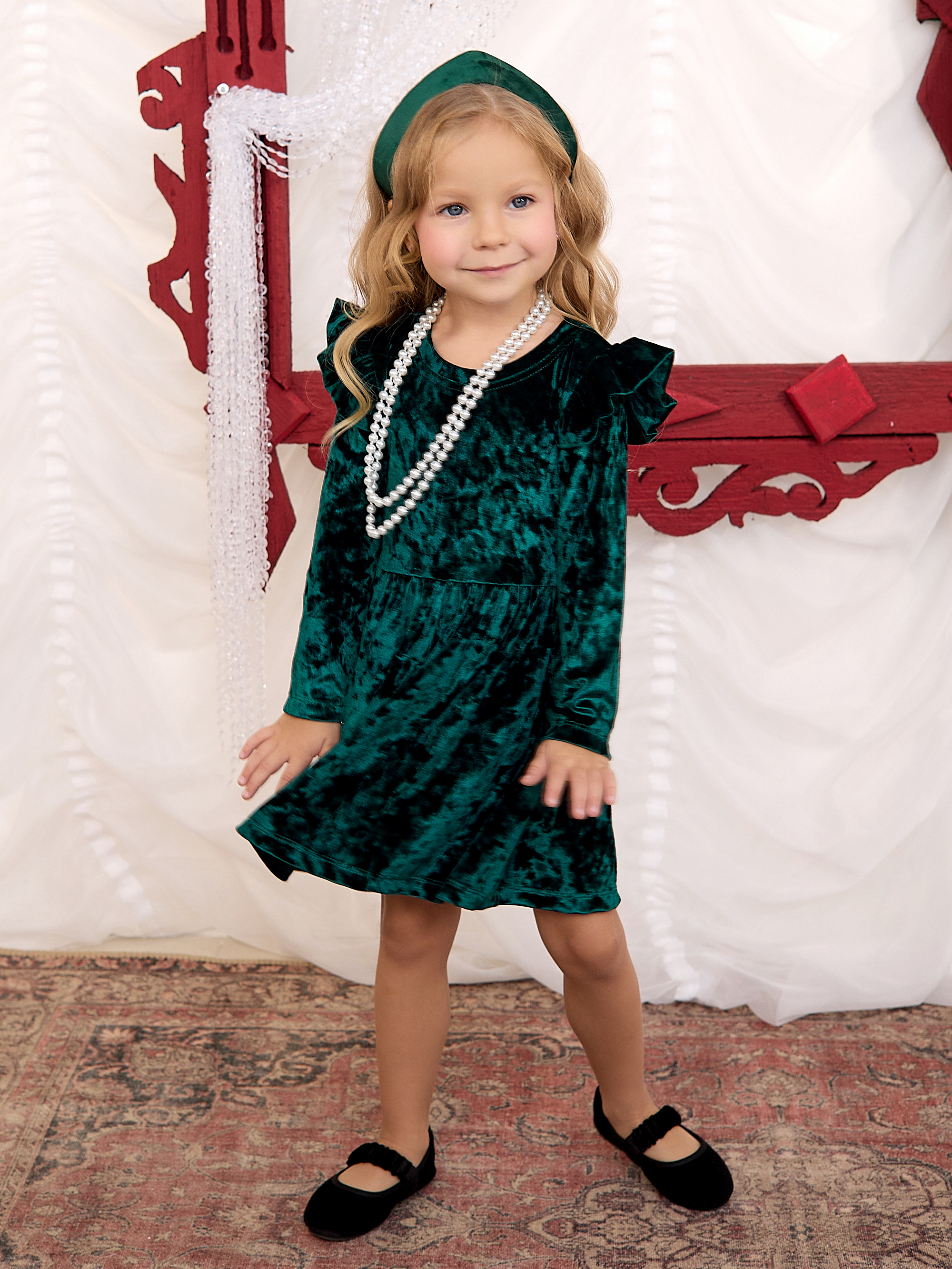 Платье Фея бархат изумруд