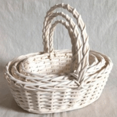 Плетеная корзины с ручкой. Ива белая, средняя, 26*20*11,5 см