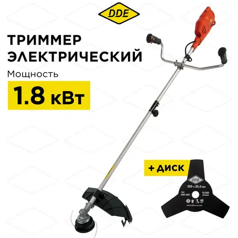 Триммер электрический DDE ET1800RV (1800 Вт верх двиг разъем прям вал ремень +диск велорул (791-905)