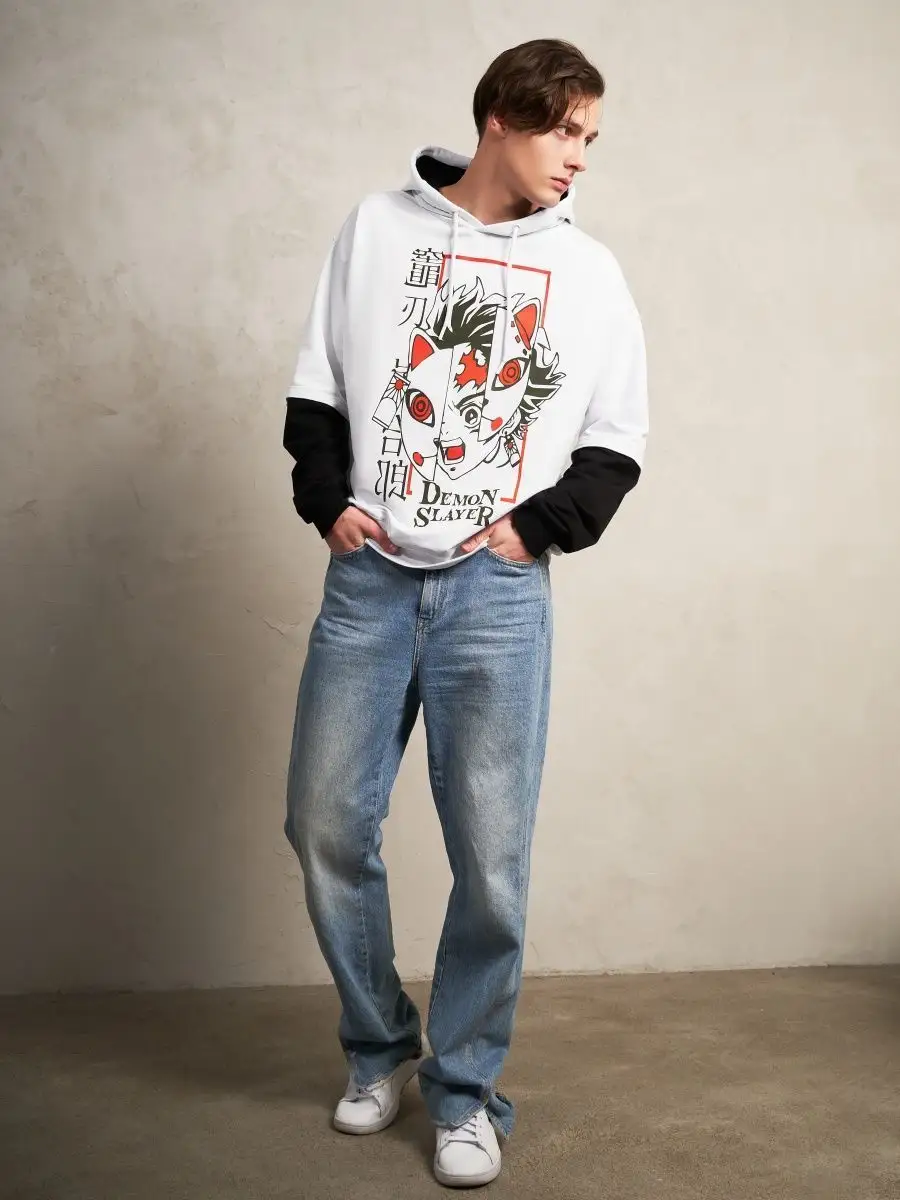 Худи женское мужское оверсайз с принтом аниме с капюшоном