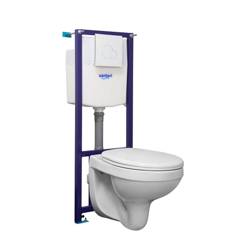 ПЭК АЛЬФА КОМФ подвесной унитаз+инсталяция+кнопка белая+сидение полипропилен SC