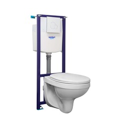 ПЭК АЛЬФА КОМФ подвесной унитаз+инсталяция+кнопка белая+сидение полипропилен SC