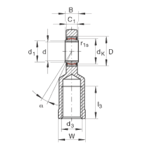 GIR15-UK ШС правая внутренняя резьба (метрическая резьба)