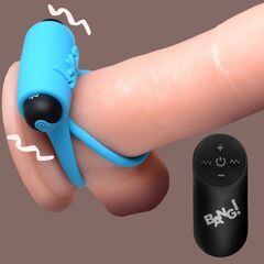 Голубое эрекционное виброкольцо 28X Remote Control Vibrating Cock Ring & Bullet - 