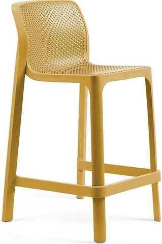 Стул пластиковый полубарный Nardi Net Stool Mini, горчичный