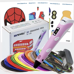 3D ручка Myriwell_RP100B (ABS 150м + трафареты) розовый.