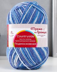 Пряжа "Подмосковная меланж", 50% шерсть, 50% акрил, 100гр-250м, Синий\белый