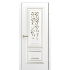 Купить Межкомнатная дверь эмаль Фави В1 белая с патиной белое золото глухая