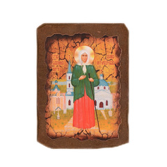 Каноническая икона святой блаженной Ксении Петербургской. Древесная основа. Размер 7,7х5,6 см