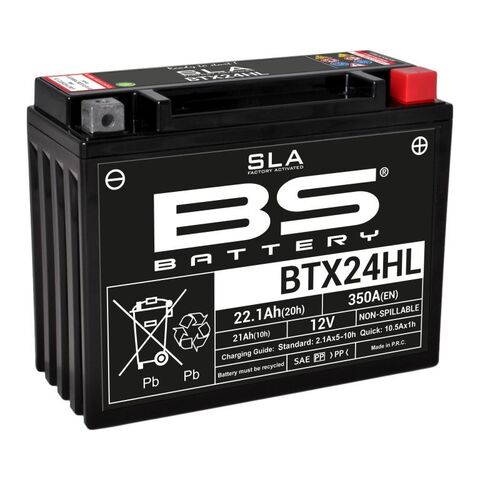 BTX24HL (FA) Аккумулятор BS SLA, 12В, 21 Ач  205x87x162, обратная ( -/+ ), (YTX24HL-BS)