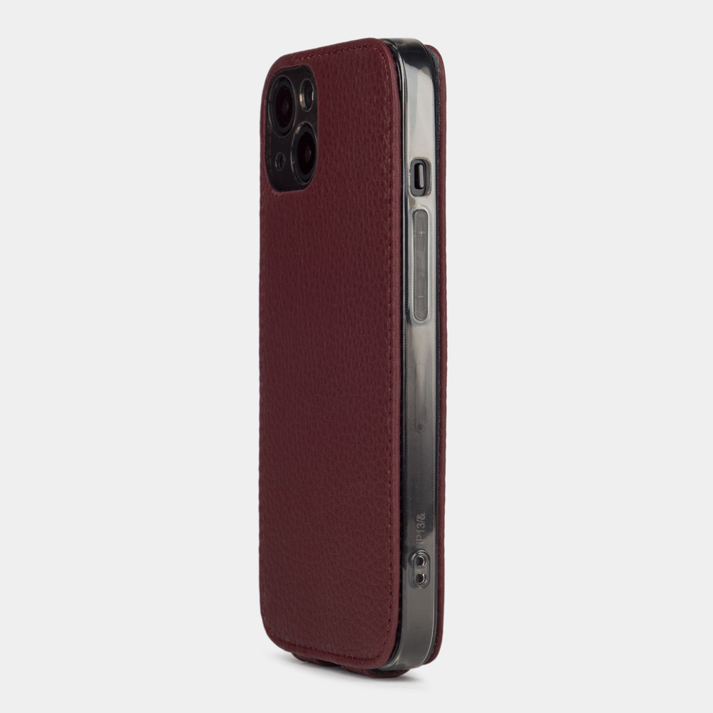 Чехол кожаный для iPhone 13 Mini бордового цвета