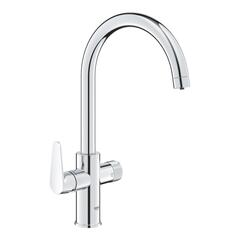 Смеситель кухонный GROHE Blue Pure BauCurve для подачи смешанной и фильтрованной воды c C-образным изливом; цвет Хром, (30580000)