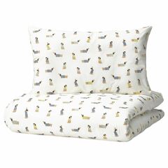 Комплект постельного белья IKEA DROMSLOTT (ДРЕМСЛОТТ), Детский, Белый с рисунком, 110x125, 35x55 см